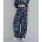 スラックス パンツ イージーチェックパンツ レディース