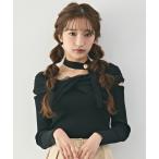 ショッピングオフショルダー ニット セーター チョーカークロスチュールニットトップス レディース