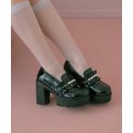 ローファー パールチェーンフリルローファー レディース