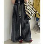 パンツ ストライプワイドパンツ レディース
