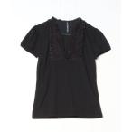 「AHCAHCUM.muchacha」 フリル半袖カットソー 0 ブラック レディース