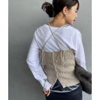 キャミソール 「nenom/ネノム」 マルチWAY フロントボタン リブニットビスチェ