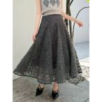 スカート モチーフボリュームフレアスカート