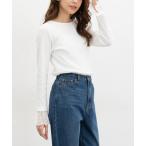 tシャツ 袖口レース使いトップス レディース
