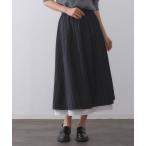 スカート ピンストライプレイヤード風フレアスカート「洗濯機洗い可」