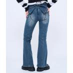 ジーンズ デニム デニムパンツ Ribbon linestone denim / リボンラインストーンデニム レディース