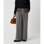 パンツ 毛ポリエステルレーヨンブレンド ワイドタックパンツ レディース