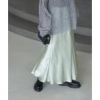 スカート バイヤスサテンフレアスカート