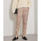 パンツ 「裏起毛で美脚パンツ」ウォームサテンタックパンツ/オフィスカジュアル/ウエストゴム レディース