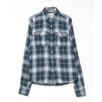 「Abercrombie&Fitch」 チェック柄長袖シャツ M ネイビー メンズ