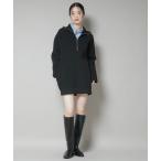 ワンピース 片畦ニットハーフジップミニワンピース