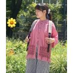 ショッピングローン ブラウス シャツ コットンローンワッシャー　シャーリングフローラルライン刺繍ブラウス レディース