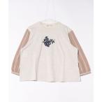 tシャツ ギザコンパクトブロード+天竺 フラワーシェニールさがら刺繍カットソー レディース