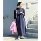 ワンピース 限定展開　USAコットン ヘンリーネック ロングスリーブ ワンピース