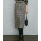 スカート 「見上愛さん着用」ボンディングチェックツイード Iライン スカート