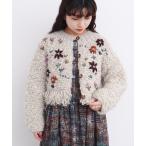 ショッピング花 カーディガン 花の咲く散歩道　ハンドニットカーディガン レディース