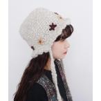 ニット帽 ニットキャップ ちいさな花のハンドニットハット レディース