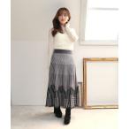 スカート プリーツジャガード裾フ