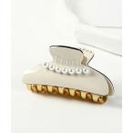 ヘアクリップ 「 nico nico / ニコニコ 」パール＆ラインストーン アセテートヘアクリップ