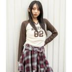 tシャツ WEGO/「25年秋冬新作」キーネックサイドドロストラグランロンT レディース