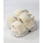 サンダル +9.5cm 軽量厚底 スニーカーソール ボリュームファーサンダル レディース