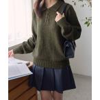 ニット セーター ポロデザインネップニット レディース