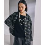 ショッピングツイード ジャケット ノーカラージャケット 「セットアップ着用可」ツイードチェックジャケット 583337 レディース