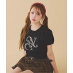 ニット セーター ビジューパールロゴニット レディース