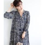 ワンピース 「手洗い可能」Fanaka別注フラワー×ストライプワンピース