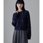 ショッピング刺繍 小花柄刺繍ニットカーディガン レディース