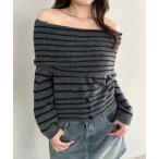 ニット セーター オフショルメランジニットトップス レディース