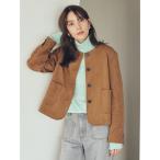 ジャケット ノーカラージャケット パッチポケットコンパクトスエードジャケット レディース