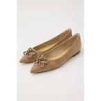 パンプス カラーグレインバックルフラット