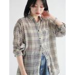ブラウス シャツ シアーチェックシャツ レディース