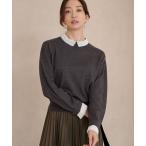 ニット セーター 「洗える」エンブロイダリー ジオメトリックレースコンビ ニット レディース