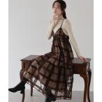 ショッピングティアード ワンピース 「新色追加」フロッキーチェックキャミワンピース