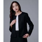 ジャケット ノーカラージャケット 「洗えるスーツ／ストレッチ」ウール混ジャージ ノーカラージャケット レディース
