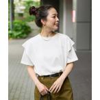 ショッピングtシャツ レディース 半袖 tシャツ 「追加2」ウォッシャブル / 接触冷感 ラッフルショルダーTシャツ レディース