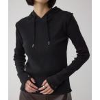 tシャツ ダメージフーディーリブトップス レディース