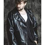 ショッピング革 革ジャン ライダース 「NO ID.」Synthetic Leather Big Riders Jacket / シンセティック レザー ビッグ ライ