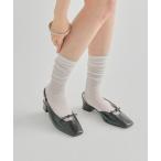 パンプス スクエアトゥリボンパンプス