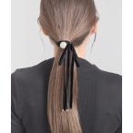 ショッピングヘアゴム ヘアゴム リボン×パール/ベロア/ヘアゴム