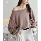 ニット セーター スーパーファインウールワンショルプルオーバー レディース