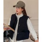 ショッピングダウンベスト ダウンベスト ベスト コーデュロイノーカラー中綿ベスト レディース