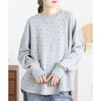 tシャツ JEMORGAN 花柄ガーゼ裏毛クルーネック レディース