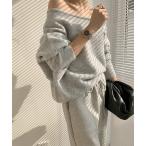 ニット セーター ワンショルダーアシンメトリーデザインニットトップス レディース