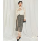 スカート 「日本製」フロントジップポケットデザインチェックスカート