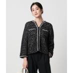 カーディガン ツイードライク ニットカーディガン レディース