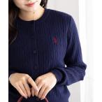 ショッピングカーディガン カーディガン 「U.S. POLO ASSN.」ワンポイントロゴ ポニー刺繍 ミニケーブルカーディガン レディース