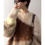 ショッピングピンク ニット セーター ゆるめのシルエットとニュアンス感が今っぽい。ふんわり♪ウェーブ柄ニット（長袖） レディース